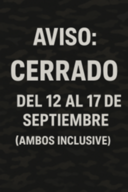 CERRADO DEL 12 AL 17 DE SEPTIEMBRE